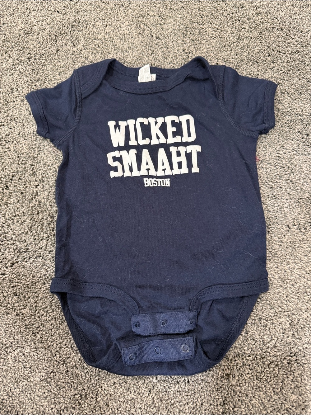 Rabbit Skins Navy Blue "Wicked Smaaht Boston" Baby One-Piece